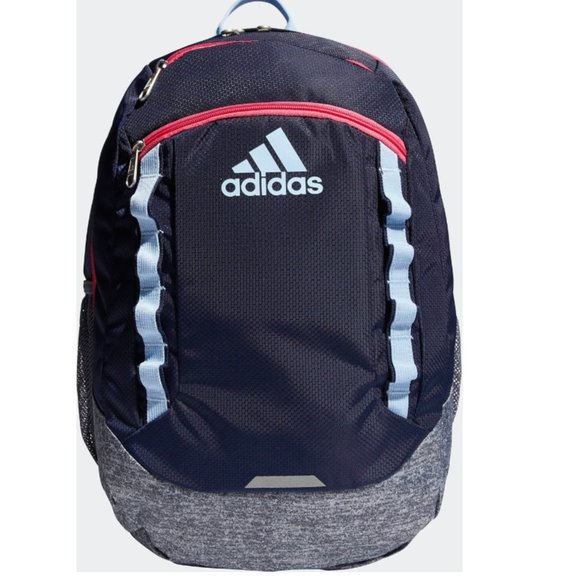 Adidas Girl's Excel V Backpack Blue Pink and Gray